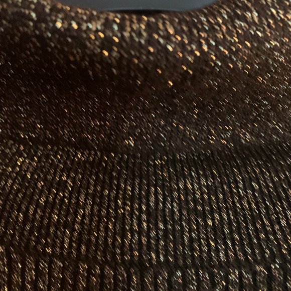 New Ann Taylor Shimmer Turtleneck  Black Gold Metallic Sweater - Picture 5 of 7